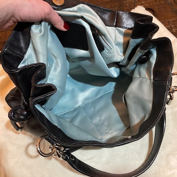 Coach Madison black leather shoulder bag, silver hardware, Tiffany blue lining - Picture 5 of 7